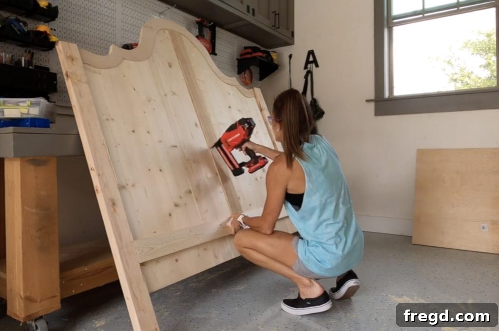 Build Your Own Designer Full Bed 13 Middle trim piece attached to headboard