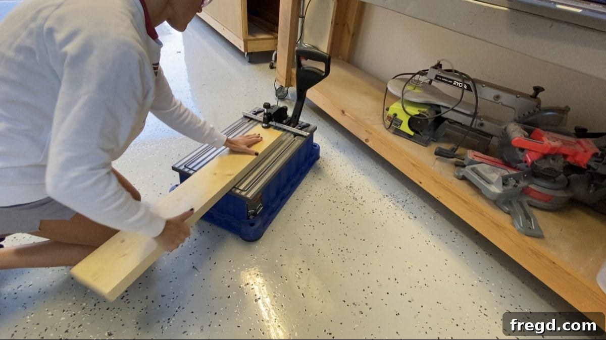 Craft Your Own Square Coffee Table 3 Cutting and drilling pocket holes for the coffee table legs