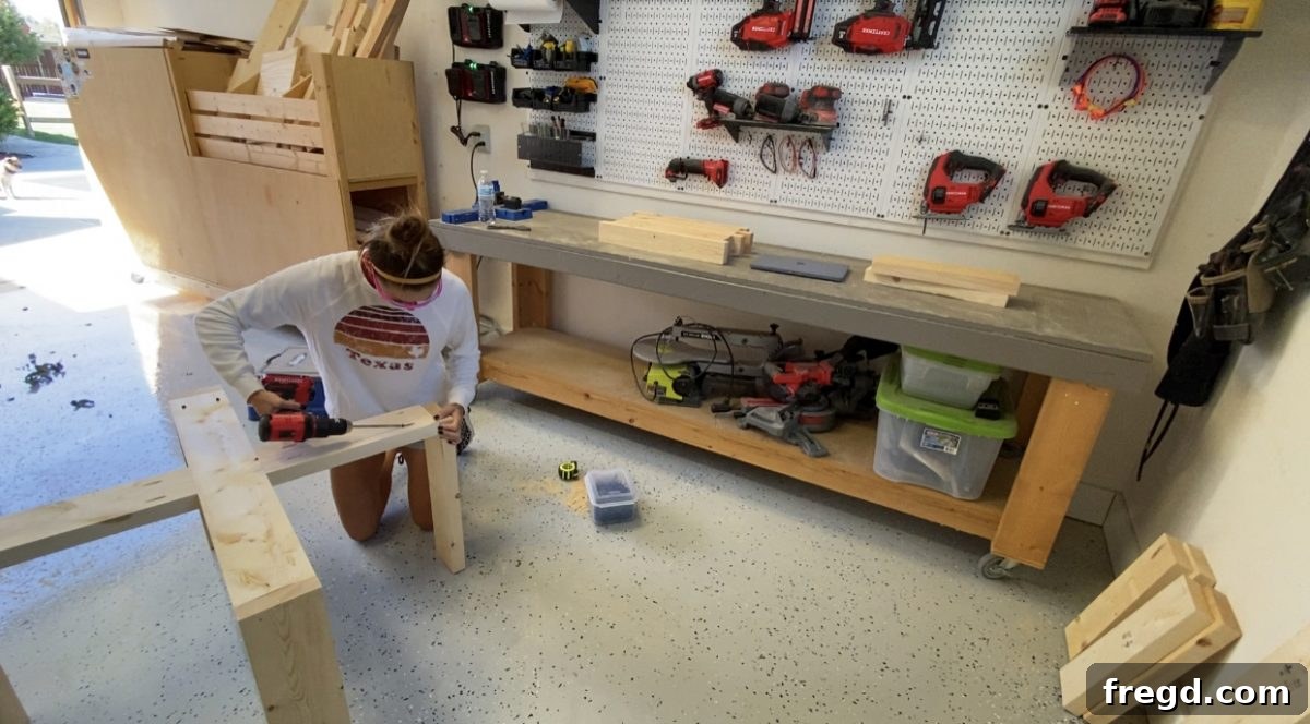 Craft Your Own Square Coffee Table 5 Attaching short runners to the leg and long runner