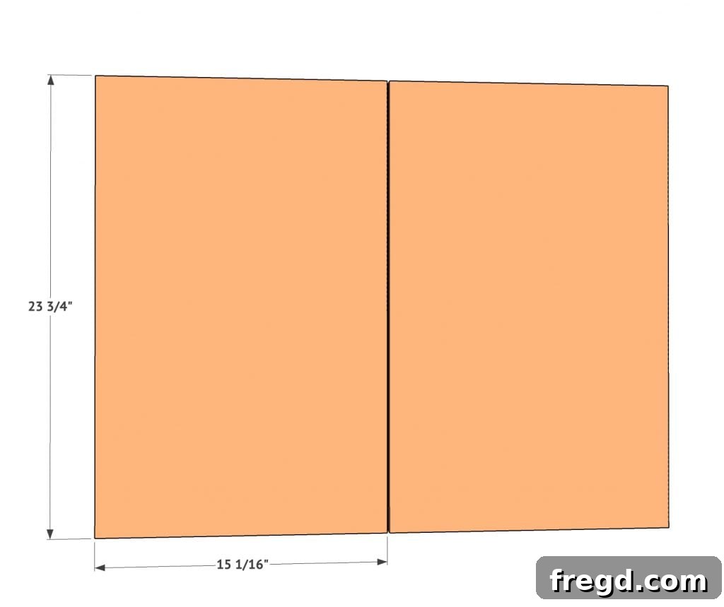 Crafting a Custom Counter-Height Pantry 13 Cut 1/2-inch hardwood plywood panels ready for cabinet door construction.