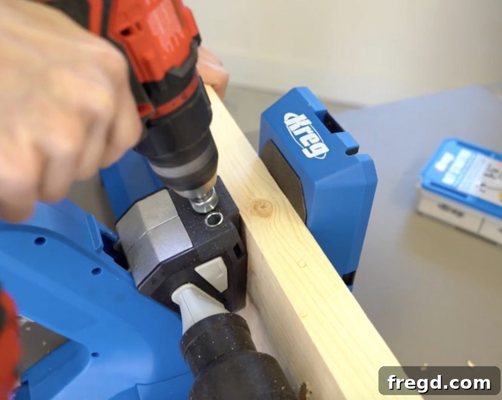 Kreg Jig 720PRO setup for precise pocket hole drilling, illustrating its ease of use and consistent results.