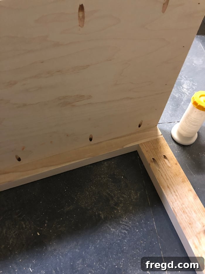 DIY Modern Farmhouse Statement Door Cabinet 12 Cabinet structure taking shape after sides are attached