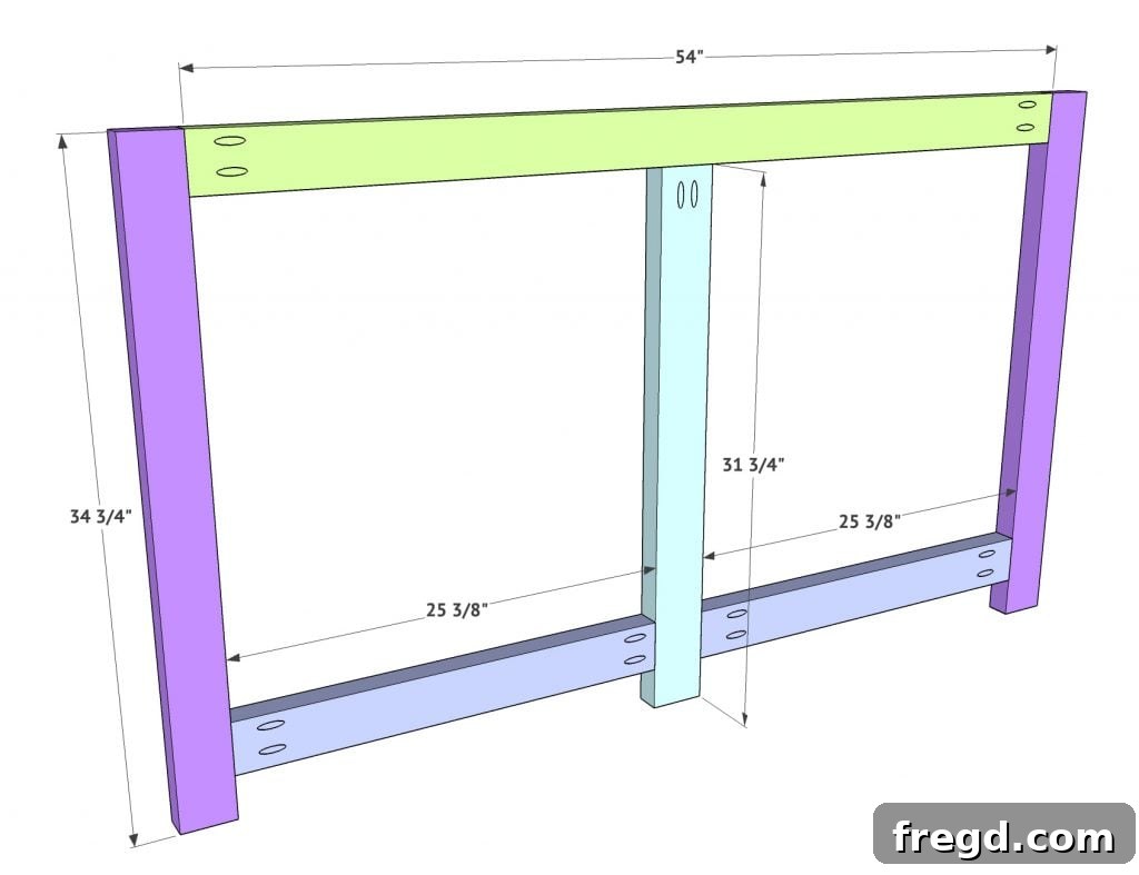 DIY Modern Farmhouse Statement Door Cabinet 5 Detailed diagram for face frame assembly