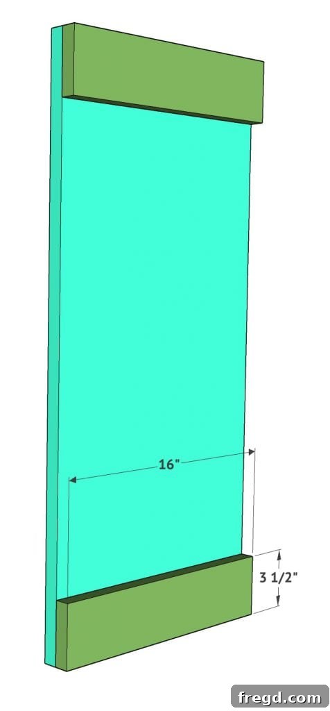 DIY Modern Farmhouse Statement Door Cabinet 9 Detailed view of trim attachment