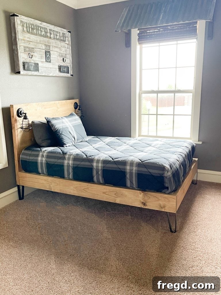 Another perspective of the DIY bed