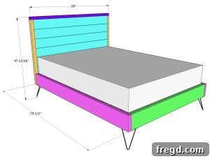 Finished modern full-sized bed