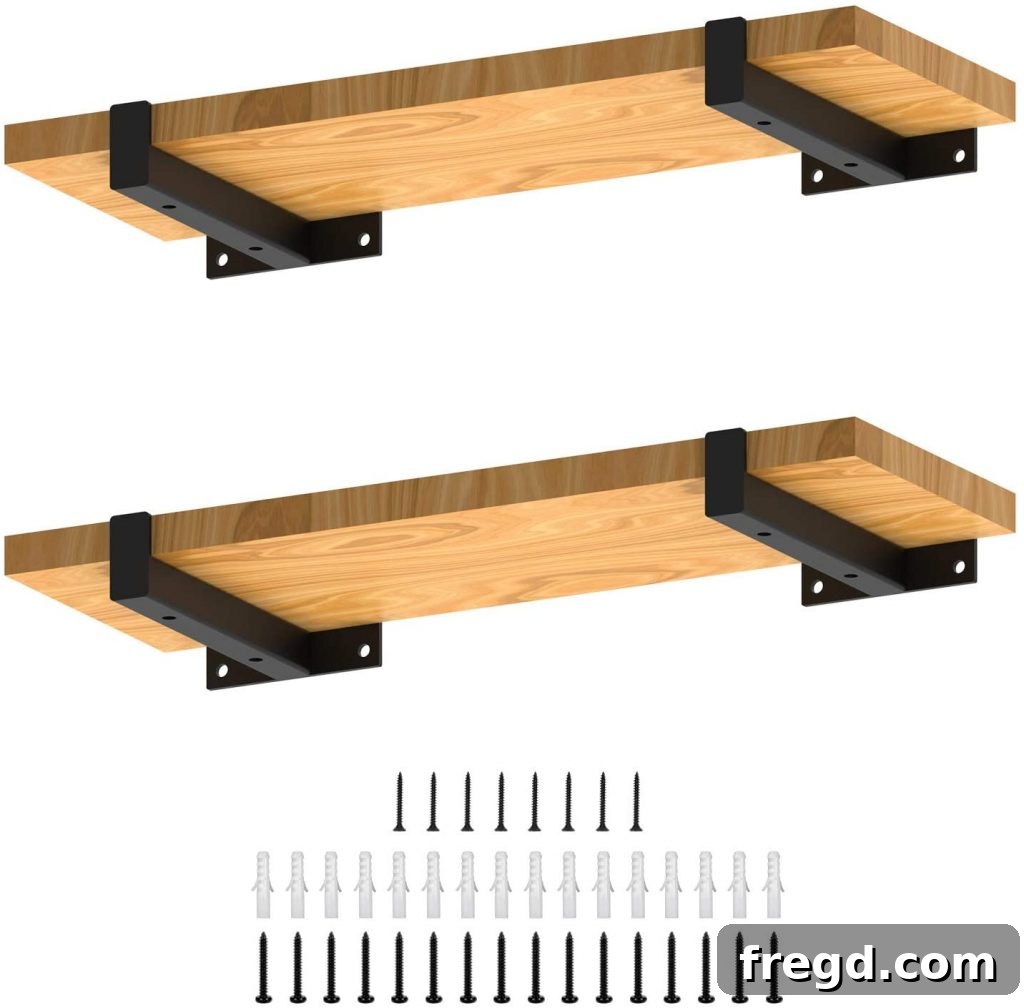 Inexpensive DIY Wall Shelves 3 Close-up of a decorative metal shelf bracket for wall mounting