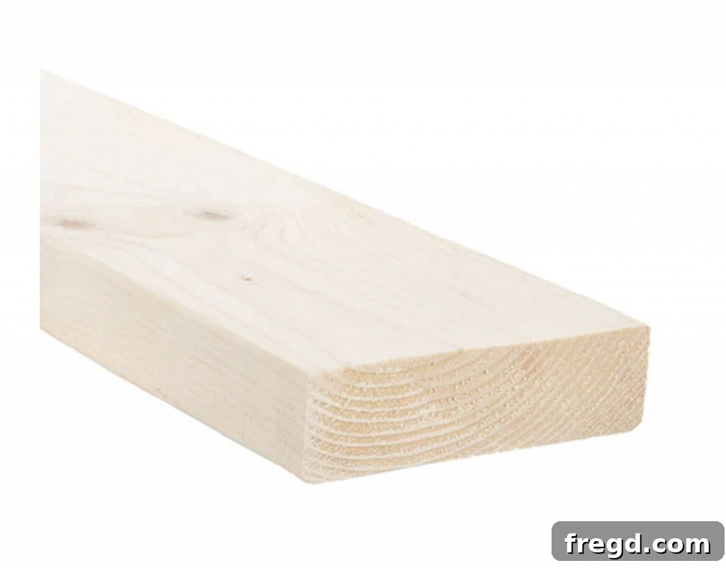 Inexpensive DIY Wall Shelves 4 A new 2x6x8 common pine board, ready for cutting and staining