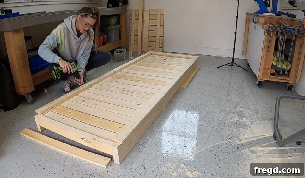 Attaching side trim pieces to the frame