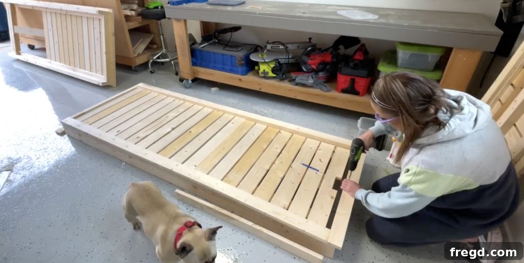 Attaching end trim pieces to the lounge chair frame