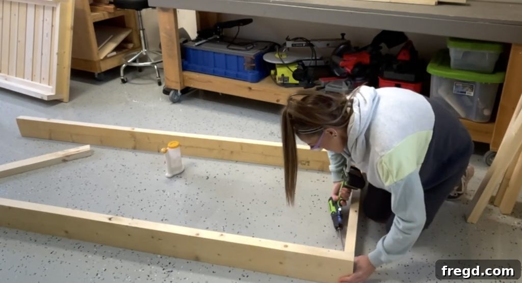 Assembling the frame with pocket hole screws and wood glue