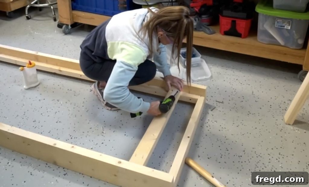 Attaching the cross support to the underside of the cleats