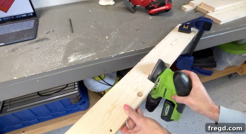 Sanding the handle slot smooth