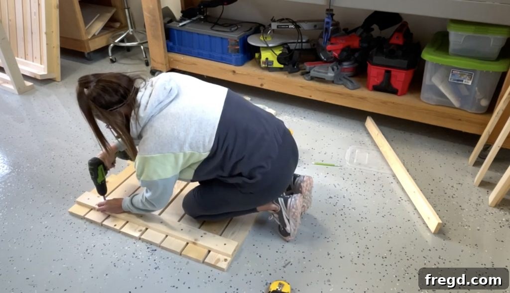 Assembling the top slats and back supports