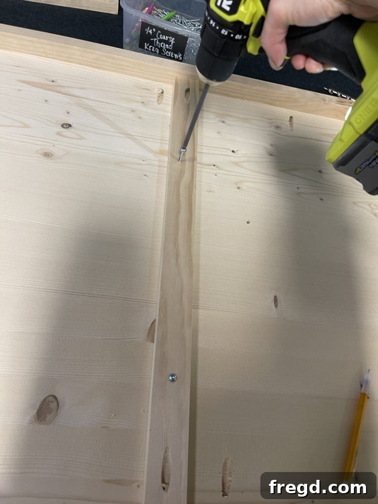Adding screws from the top of the support board into the tabletop for additional reinforcement.