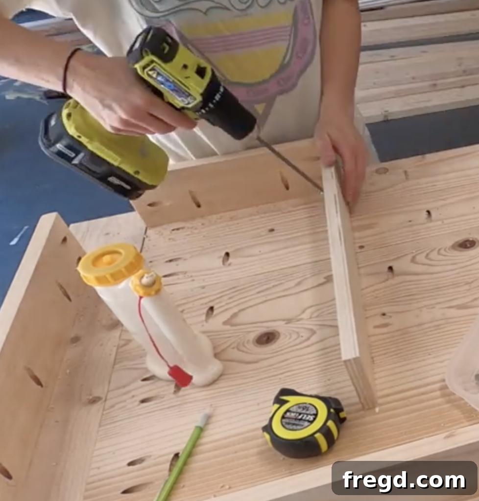 Build Your Own Modern Farmhouse Desk 14 Attach drawer support boards to the desk desktop and apron