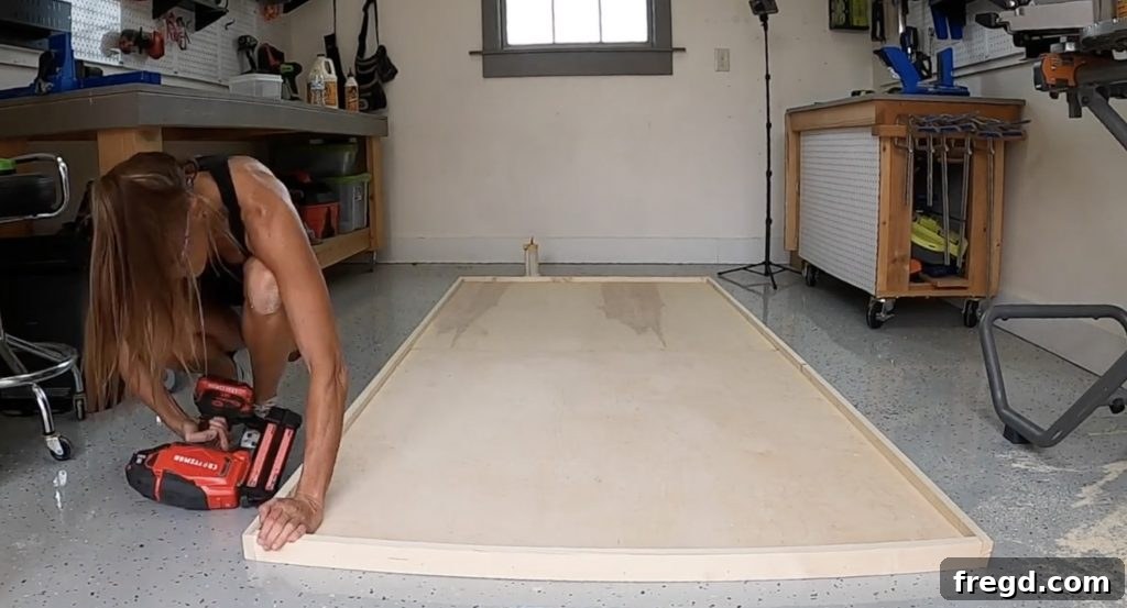 Attaching side trim pieces to the barn door