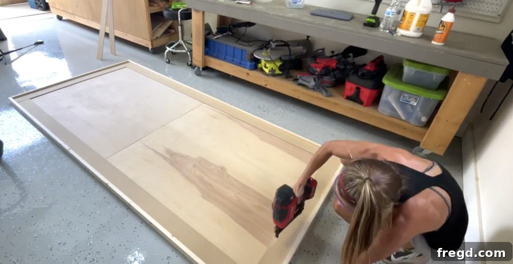Attaching front top and bottom trim to plywood