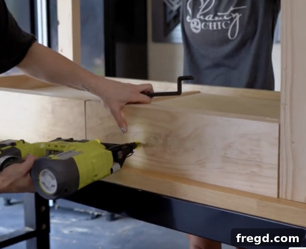 Inside view of drawer with face attached
