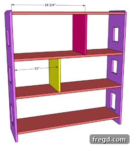 Craft a Charming Dollhouse Book Nook 28 Diagram for cutting and attaching internal dividers