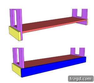 Craft a Charming Dollhouse Book Nook 30 Diagram showing the assembly of the base trim pieces