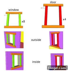 Craft a Charming Dollhouse Book Nook 31 Guide for cutting and attaching window and door frames