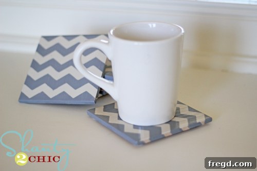 DIY Chevron Coasters - easy and modern home decor craft
