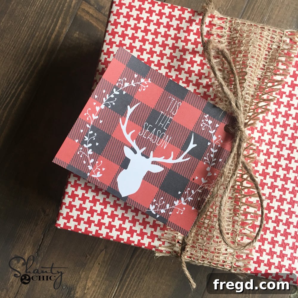 Assortment of colorful free printable Christmas tags