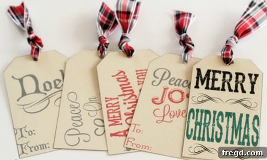Festive Christmas gift tags with various designs