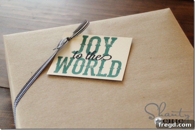 Close-up of Christmas gift tags with decorative elements