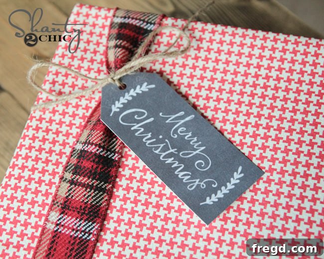 Chalkboard style printable Christmas gift tag