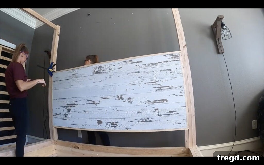 Craft Your Own Canopy Bed 32 Securing the headboard to the bed posts