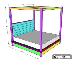 Craft Your Own Canopy Bed 42 Final finish being applied to the canopy bed