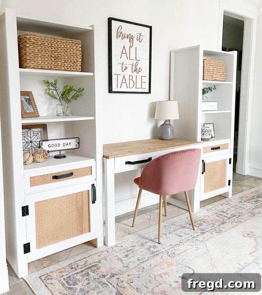 Design Your Own Home Office Workstation 2 Completed DIY home office desk system with computer and accessories
