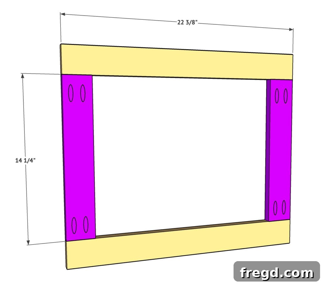 Design Your Own Home Office Workstation 20 Cabinet door frame being assembled with pocket holes