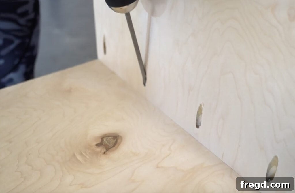 Design Your Own Home Office Workstation 10 Progress shot of bookcase shelf assembly