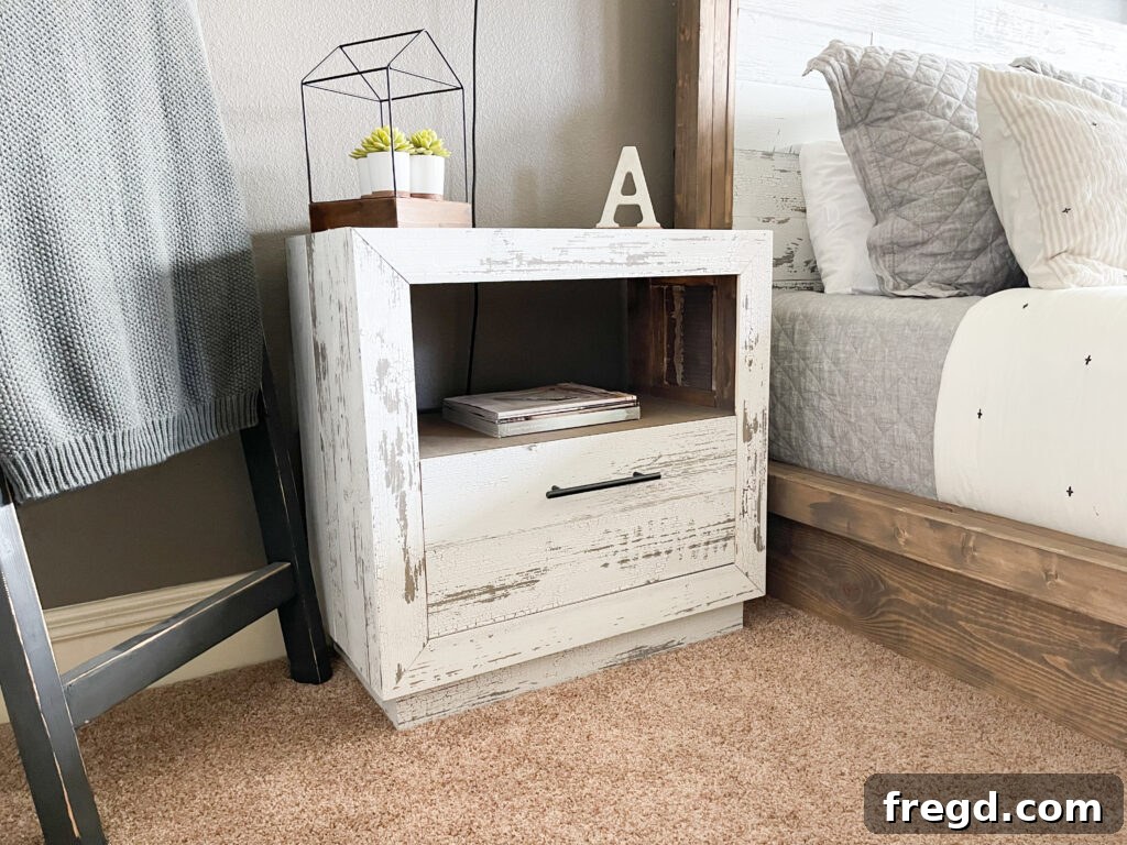 Modern DIY Nightstand with Hidden Storage Drawer 27 The functional drawer of the DIY nightstand, offering convenient storage