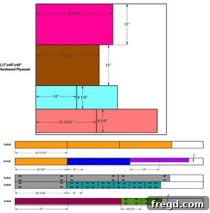 Diagram of cut list for barnwood trim pieces