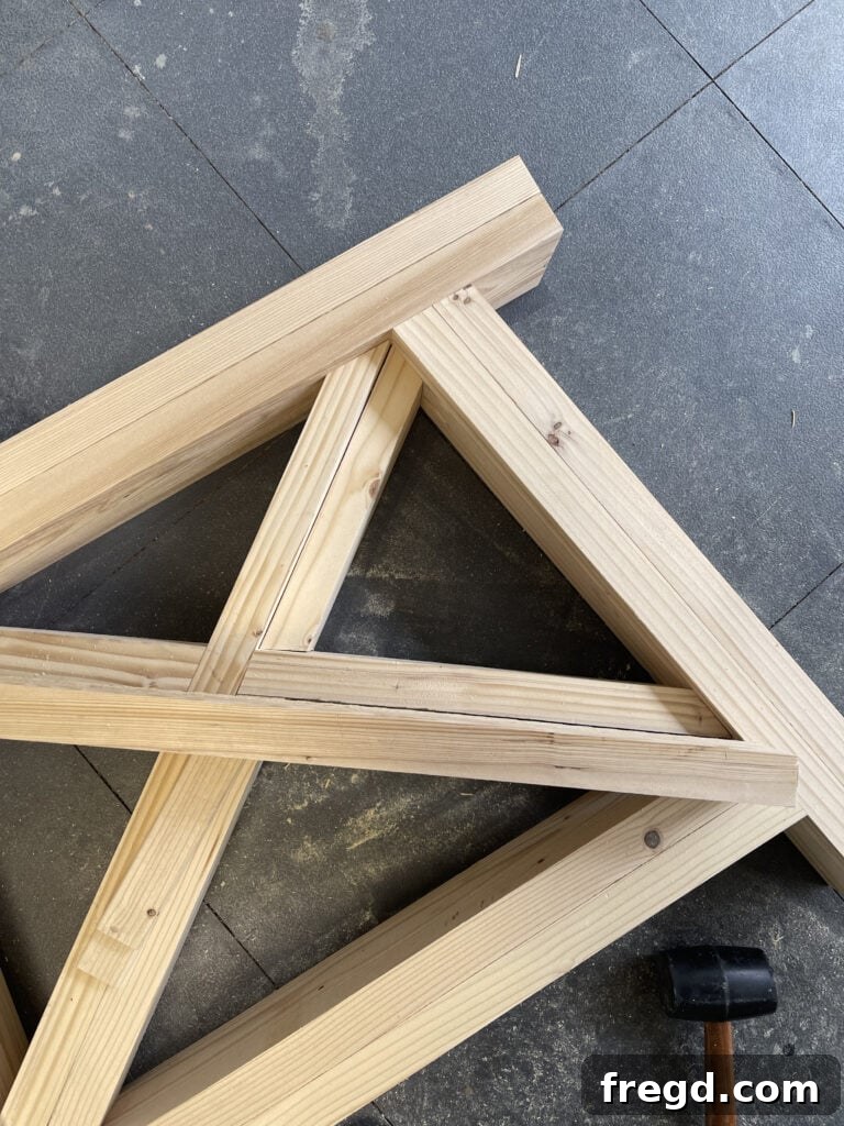 Fully assembled X-base leg structure.