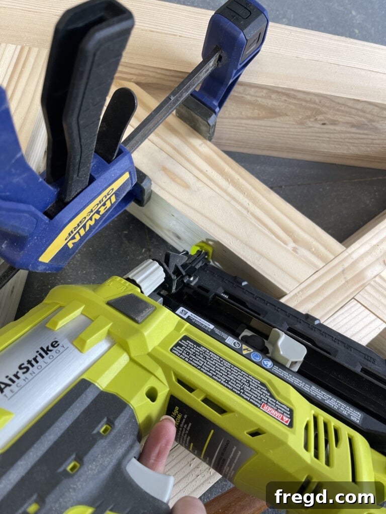 Side view of the X-base leg assembly.