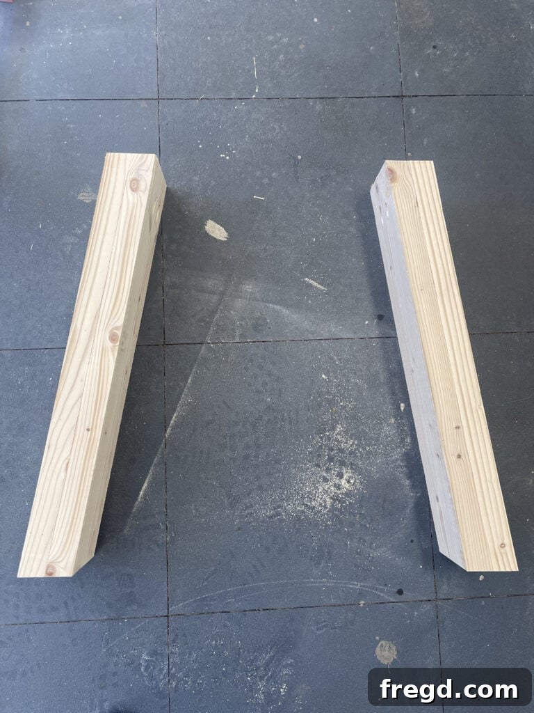 Clamping laminated leg boards together to dry.