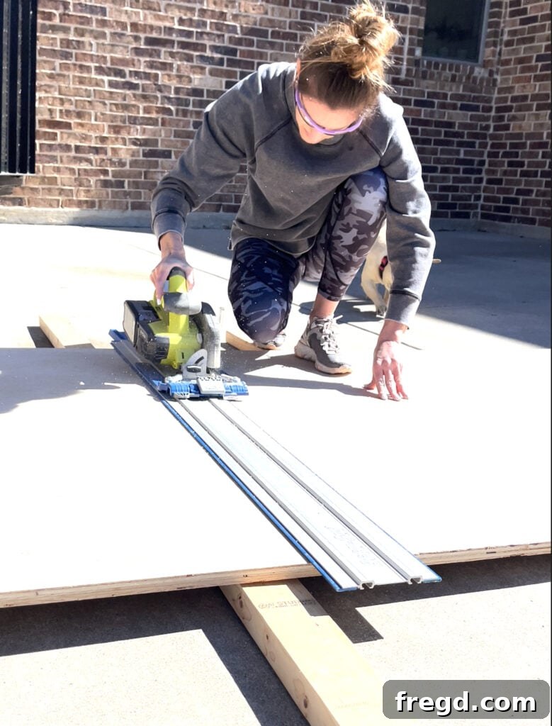 Handmade Craft Storage Cabinet 4 Kreg Accu-Cut in action for plywood