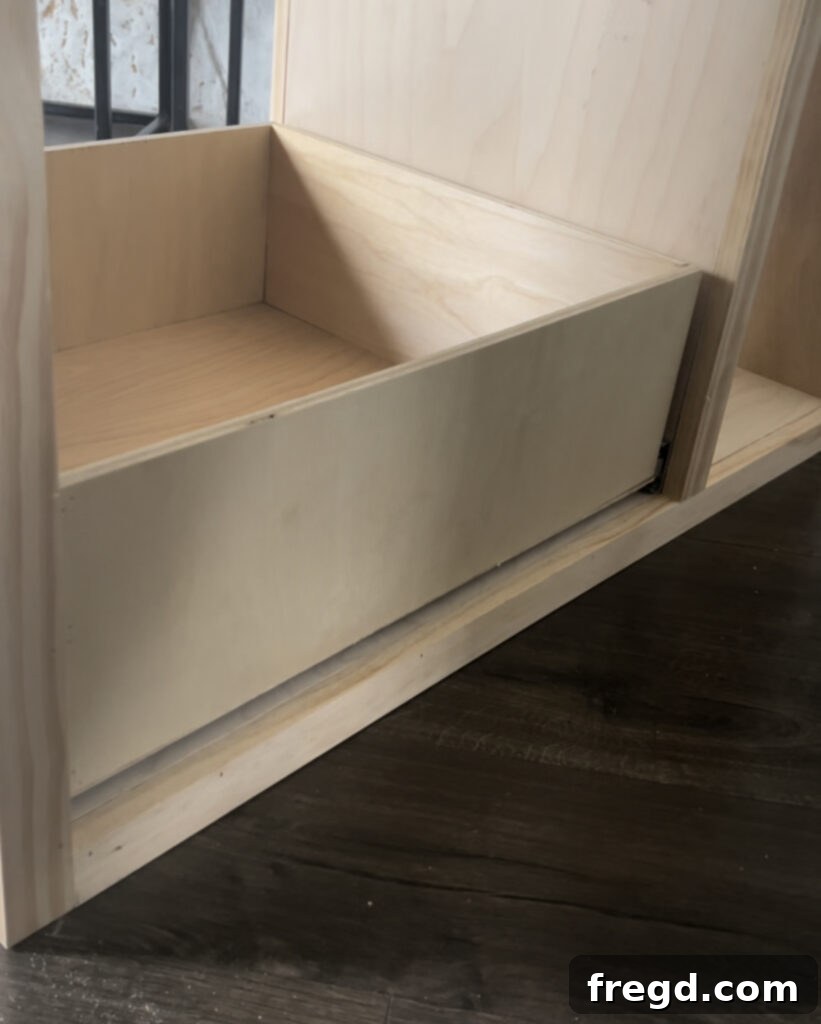 Handmade Craft Storage Cabinet 18 Installing the completed drawers