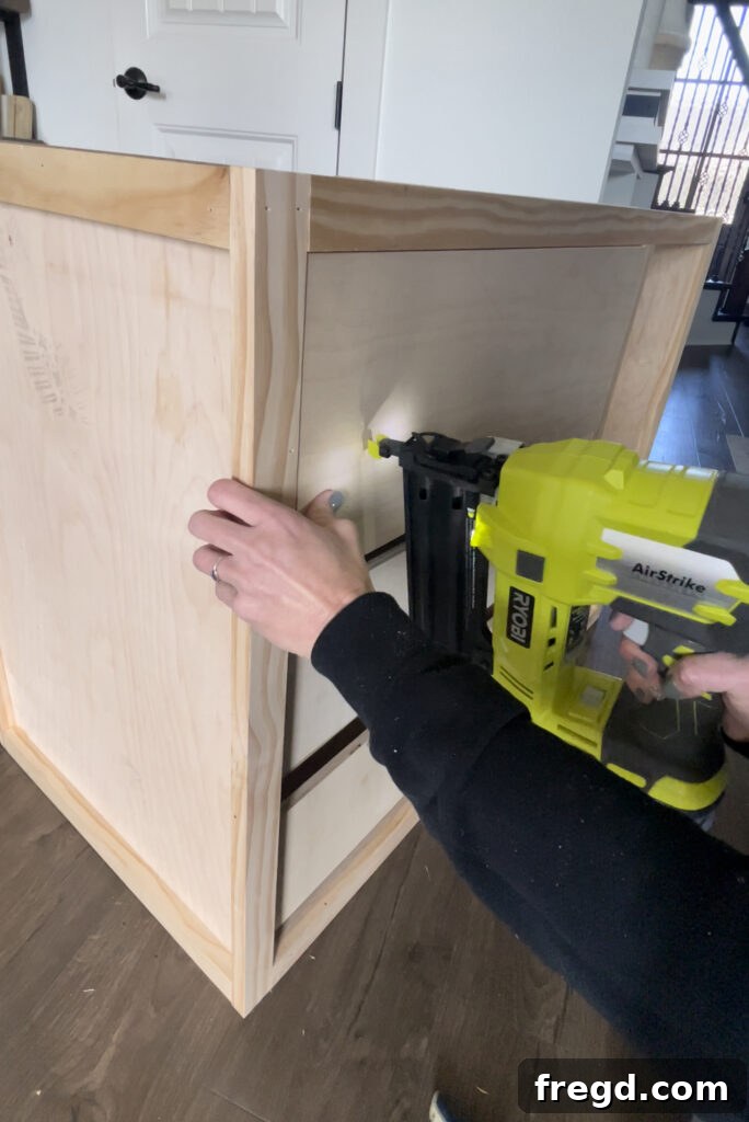 Handmade Craft Storage Cabinet 19 Attaching the drawer faces