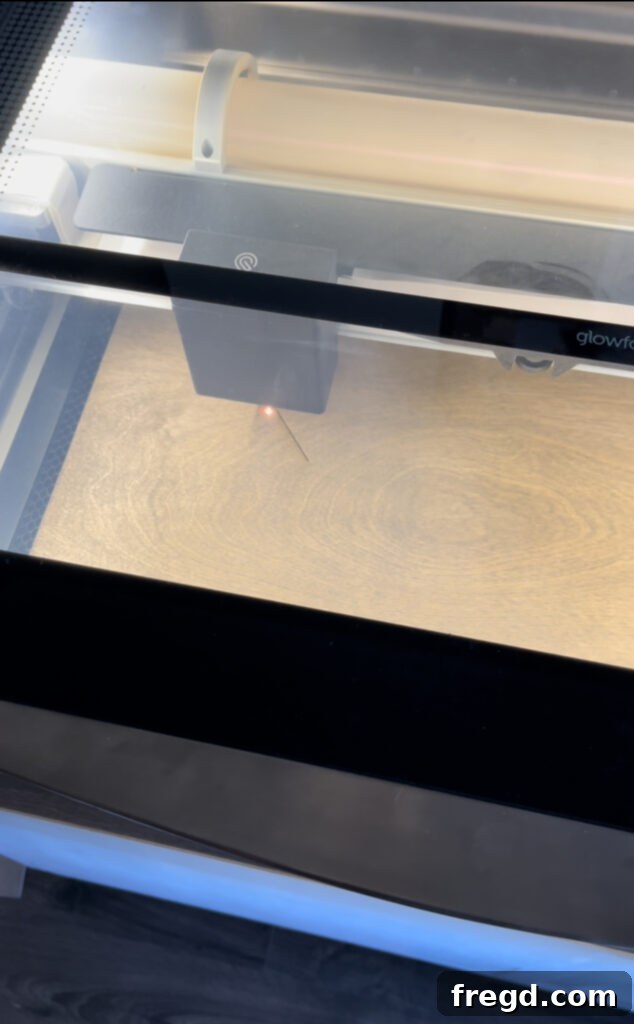 Handmade Craft Storage Cabinet 25 Glowforge Pro in action