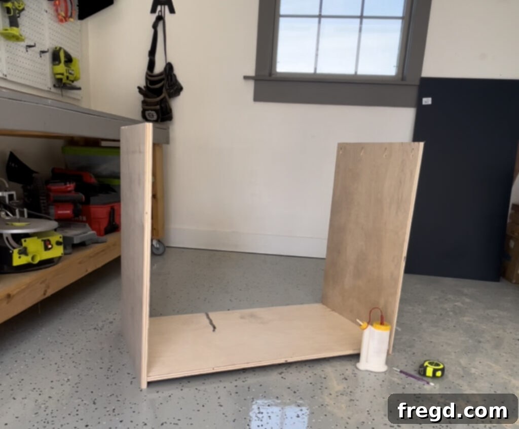 Handmade Craft Storage Cabinet 8 Partially assembled cabinet frame
