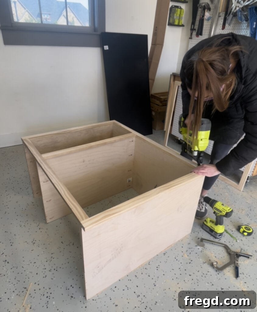 Handmade Craft Storage Cabinet 12 Attaching the completed face frame