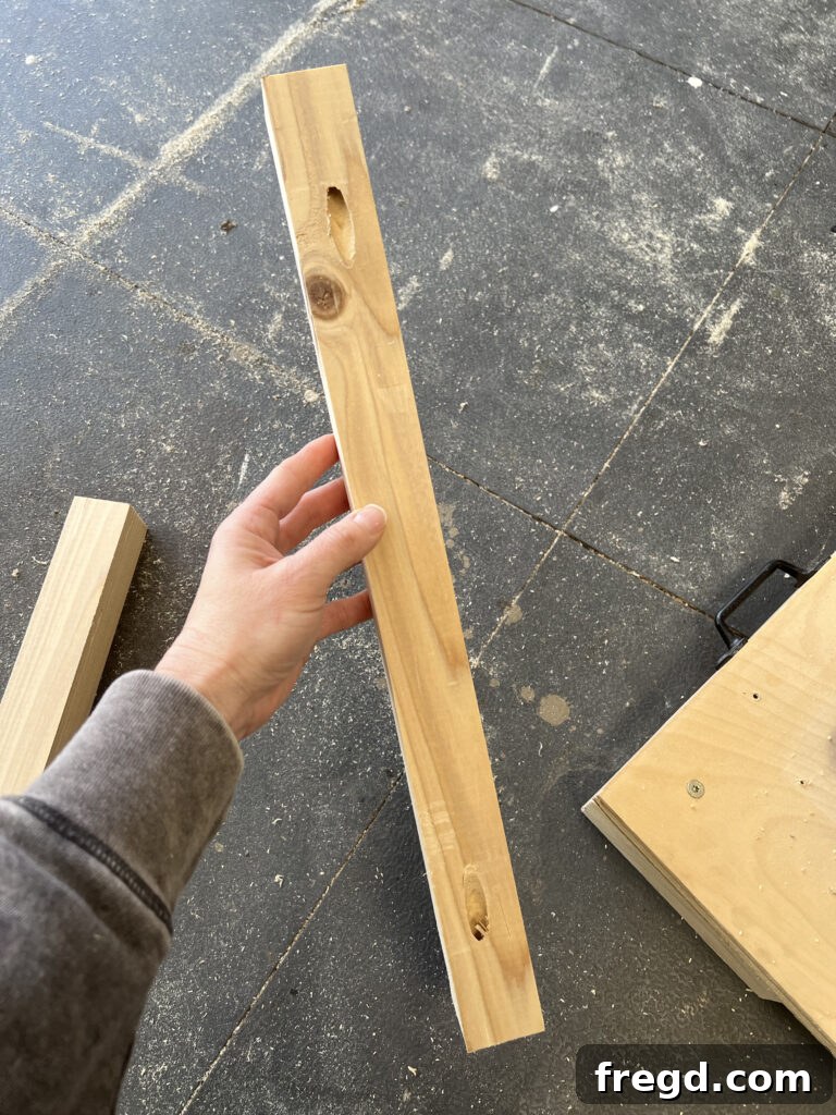 2x2 horizontal support board with pocket holes on each end.