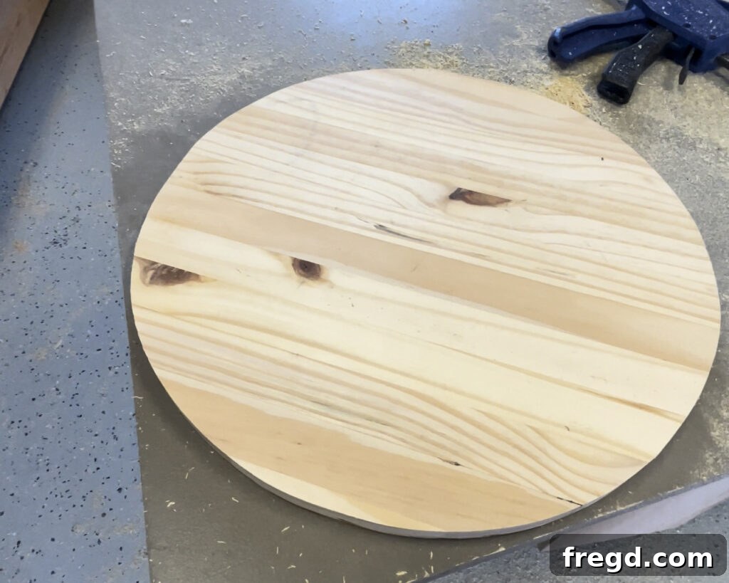 A perfectly cut wood circle ready for projects.