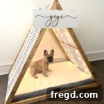 Final DIY Doghouse Bed project with fabric cover